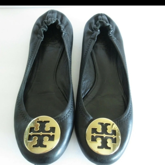 Tory Burch Shoes - 🥳3xHP🥳Tory Burch Reva Black Logo Ballet Flats Women's Gold Logo